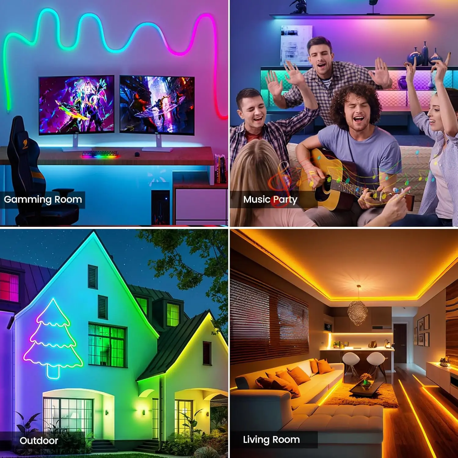 16.4FT Led Neon Rope Lights with APP/Remote Control, Flexible DIY Design, Music Sync Neon Lights for Wall Decor, IP67 Waterproof