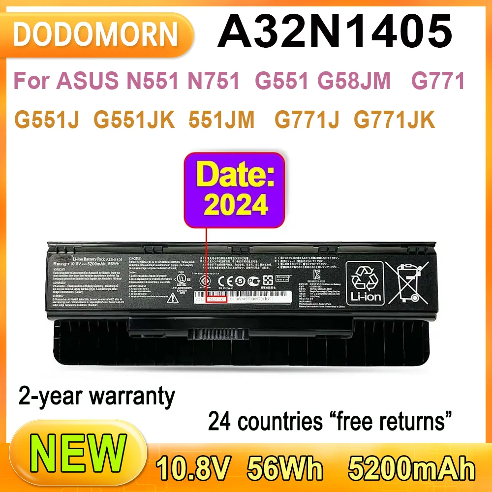 

New A32N1405 Laptop Battery For ASUS N551 N751 G551 G58JM G771 G551J G551JK 551JM G771JM G771JW 5200mAh 56Wh 2-year warranty