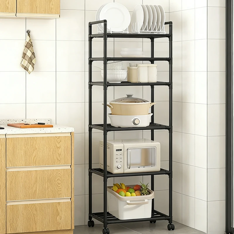 6-Story Kitchen Storage Rack, Floor Standing, 360 ° Rotating Storage Rack, Household Microwave Oven, Pot Rack, Storage Table - view 5