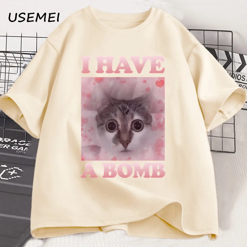 I Have A Bomb Funny Cat Dank Meme Tee Shirt Men Women Cat Lover Unhinged T-shirt Ugly T Shirts Casual Short Sleeve Mens Clothes - Image 2