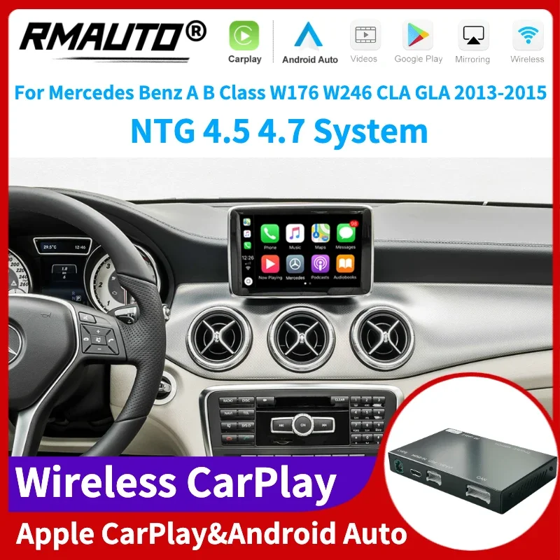 

RMAUTO беспроводной Apple CarPlay NTG 4,5 4,7 для Mercedes Benz A B класс W176 W246 CLA GLA 2013-2015 Android Авто Mirror Link