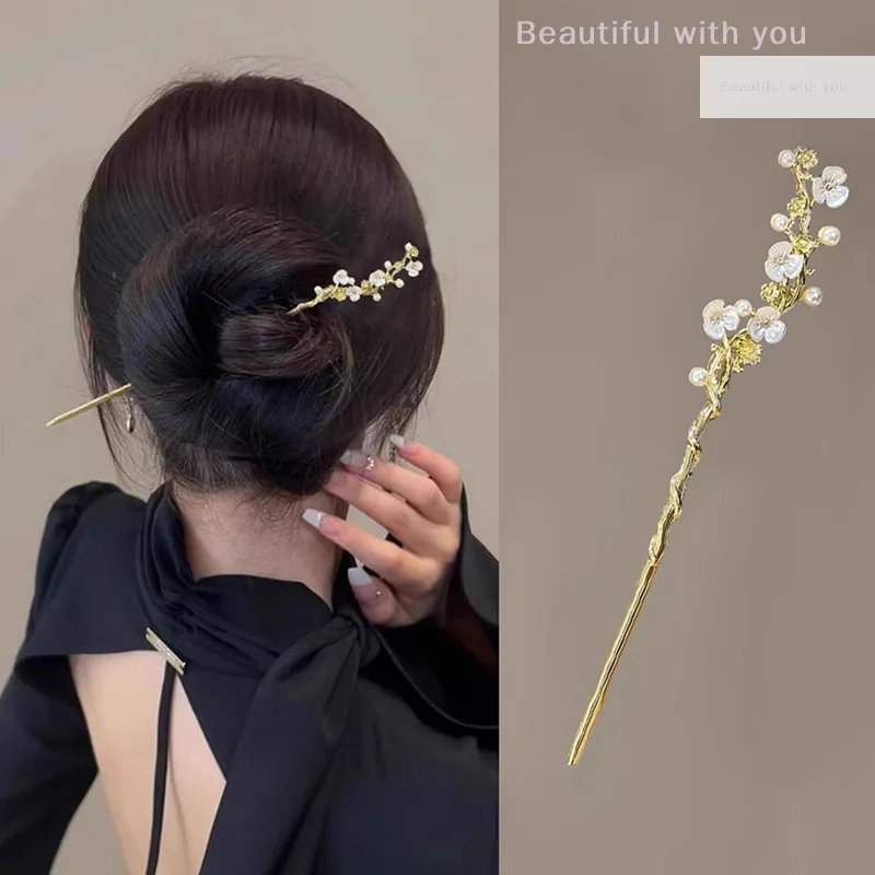 Ancient Hair Chopsticks Vintage Chinese Women's Hair Stick Ladies Pearl Jewelry Hair Sticks Hanfu Headdress Hairpin Accessories - Image 5
