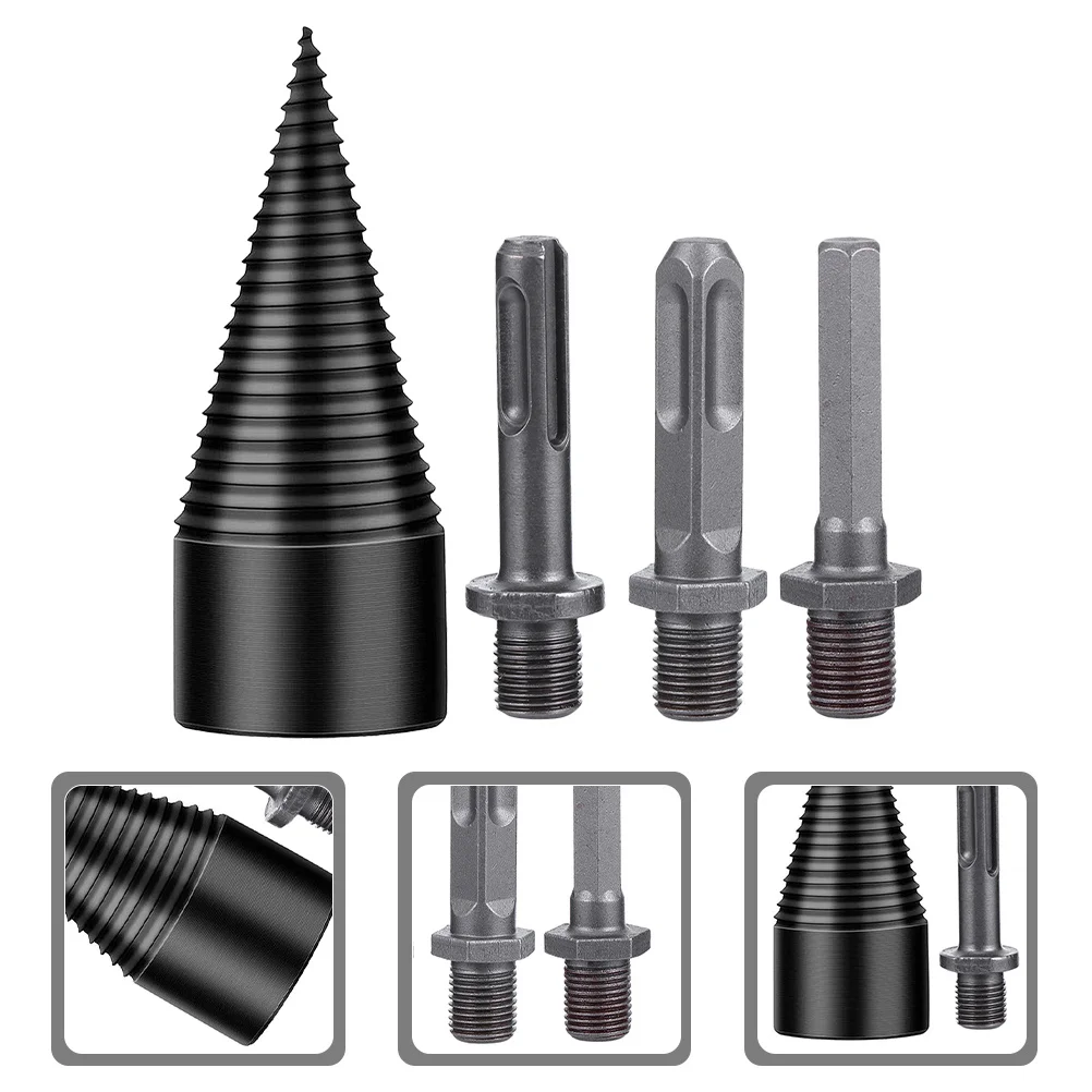 

1Set Drill Bit Cone 50mm Firewood Splitter High Hardness Wear-Resistant Efficient Splitting Tool for Woodworking