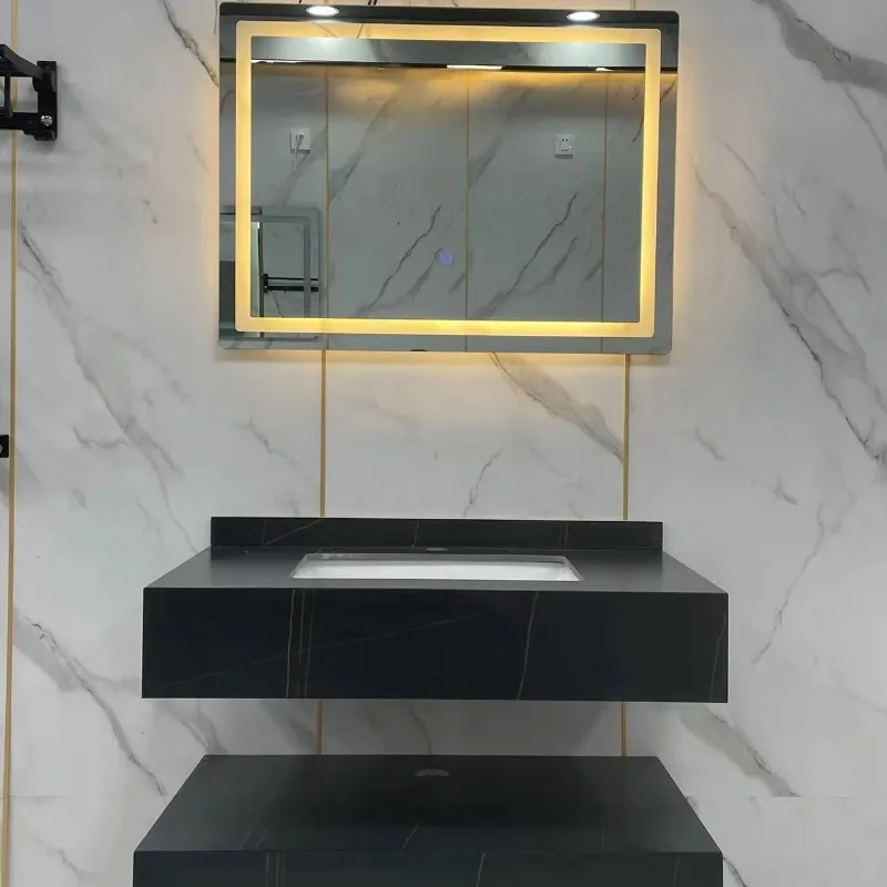 

Solid surface porcelain sink stone cabinet basin wall mounted bathroom vanity single sink