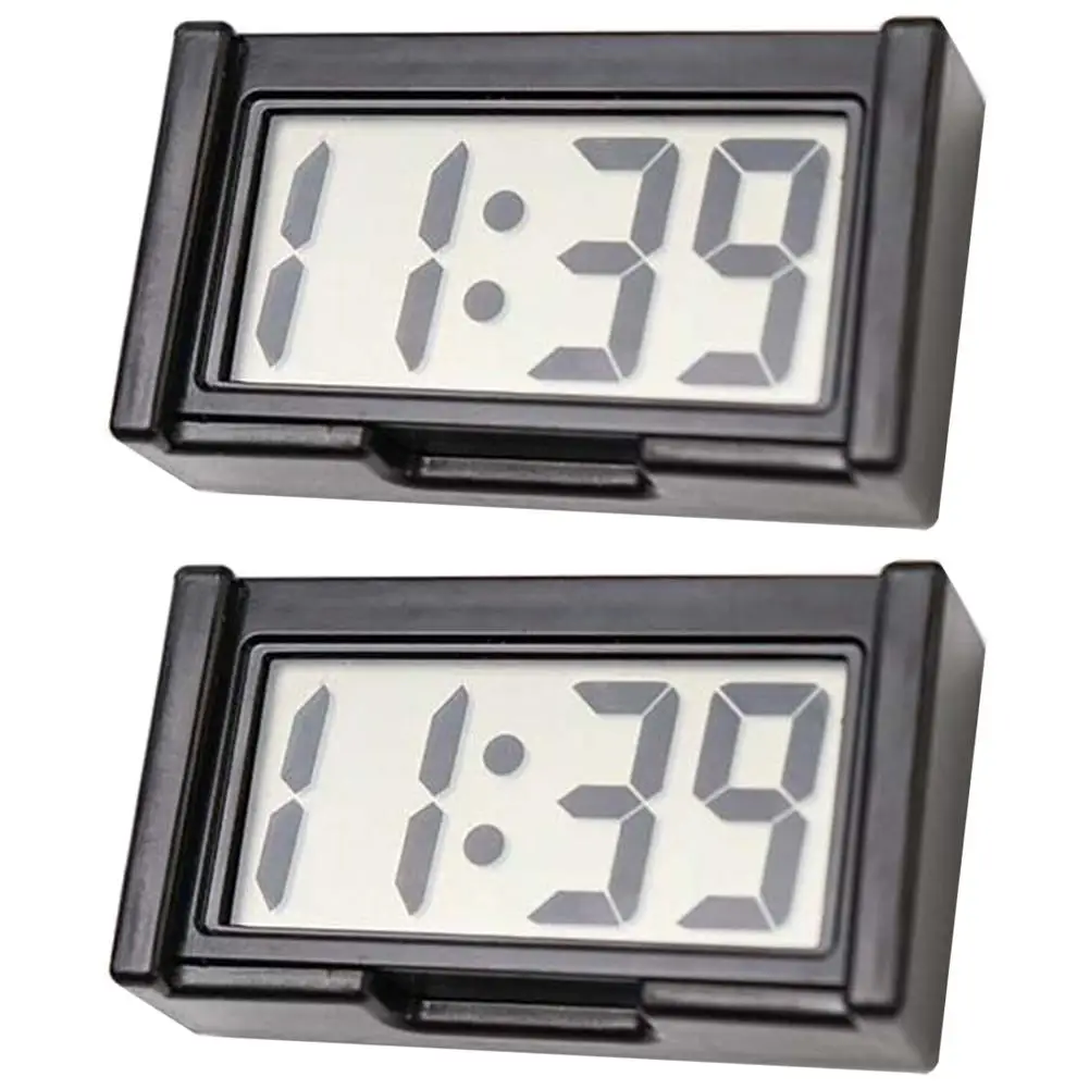 Mini Car Digital Clocks (Pack of 2) Conveniently Sized with Double Sided Tape Mounting Ideal For Any Vehicle Interior