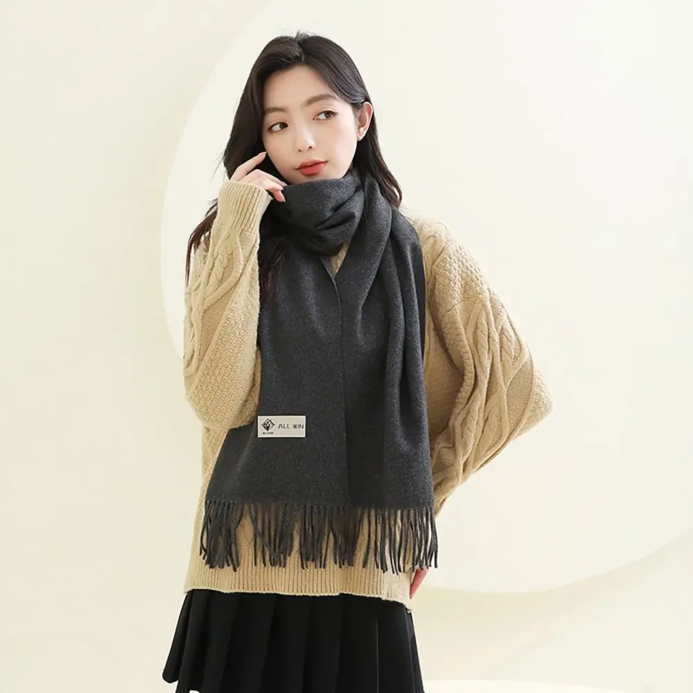 Luxurious 200x35cm Knitted Scarf All-match Solid Color Thickened Shawl Wool Winter Warm Long Scarves for Women Girls Maiden