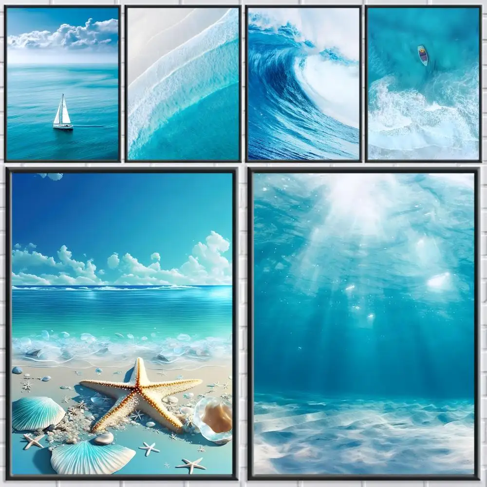 ملصق موجة المحيط على الشاطئ عالي الدقة ذاتي اللصق مقاوم للماء مثالي للمنزل والمكتب وغرفة النوم هدية رائعة #1