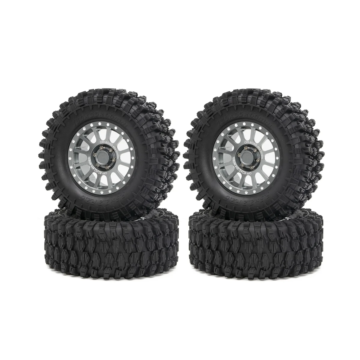 4Pcs 2.6 Inch Metal Beadlock Wheel Rim 135mm Rubber Tire Tyre for 1/10 RC Crawler Car Axial SCX10 Wraith RR10 Capra, 2