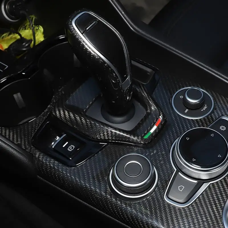 

AA-Dry Carbon Fiber Car Gear Shift Panel Frame Trim Cover Accessories For Alfa Romeo Giulia Stelvio 2020 2021 Interior Accessori