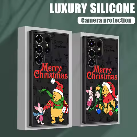 Christmas Winnie The Poohs Phone Case For Samsung Galaxy S25 FE Cases S25 S24 S23 S21 Ultra S20 S24 FE S22 Plus Note 20 10 Cover