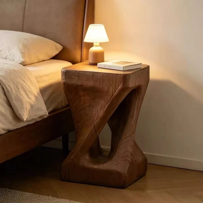 An irregularly shaped magnesium oxide side table, a wabi-sabi-style living room coffee table