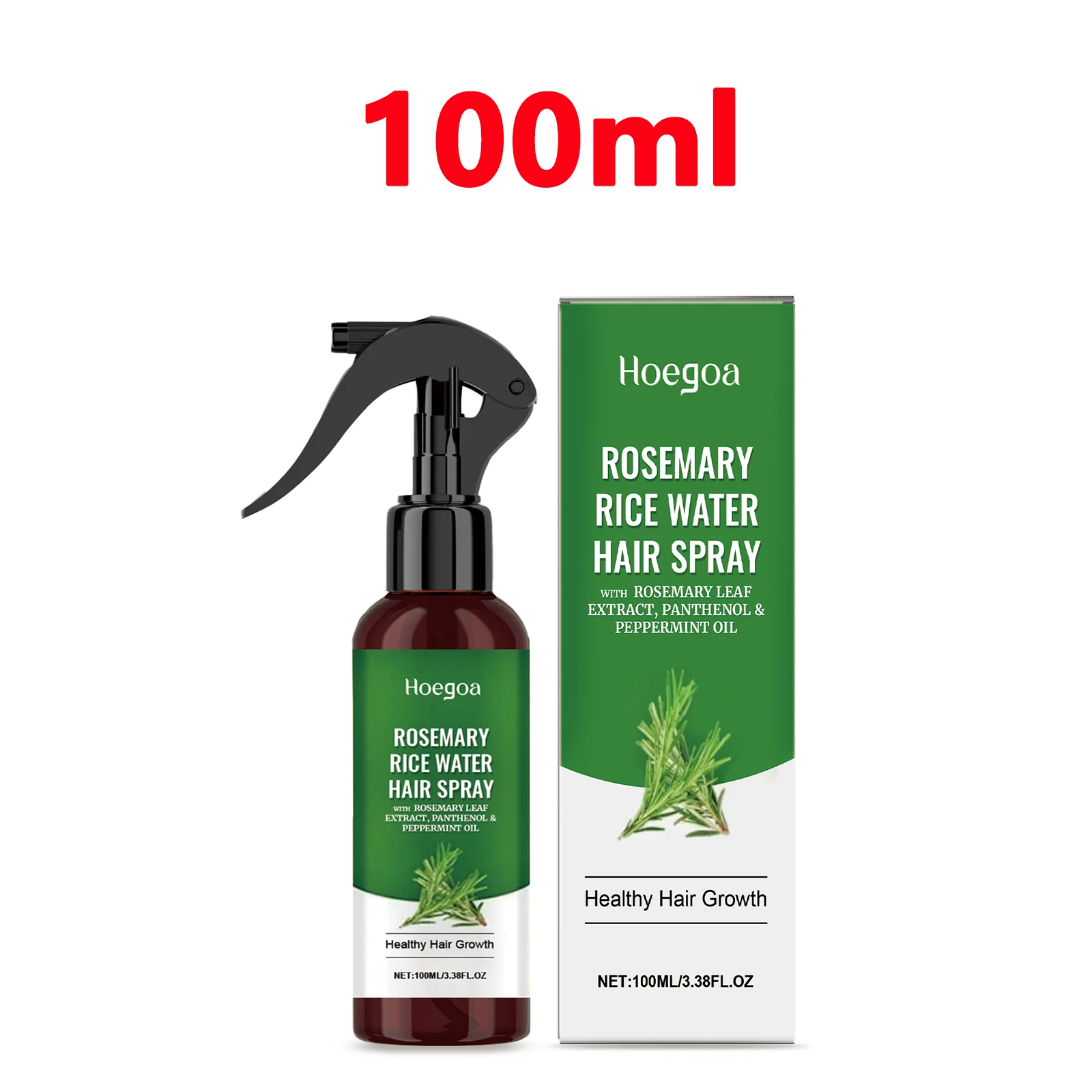 Spray capillaire à l'eau de riz et au romarin – Favorise la croissance saine des cheveux avec du rom
