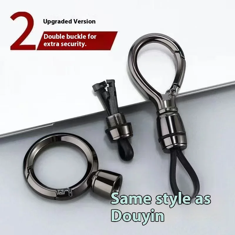 Męski, wysokiej jakości metalowy brelok do kluczy, prosty brelok do kluczy samochodowych z haczykiem do zawieszenia na pasku, skórzany sznurek z pierścieniem do kluczy zapobiegający zgubieniu, dla stylowej organizacji.