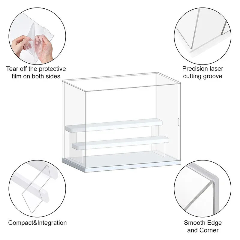 

Dustproof Acrylic Display Case with Steps Countertop Box Organizer Stand Protection Showcase for Action Figures/Toy/Collectibles