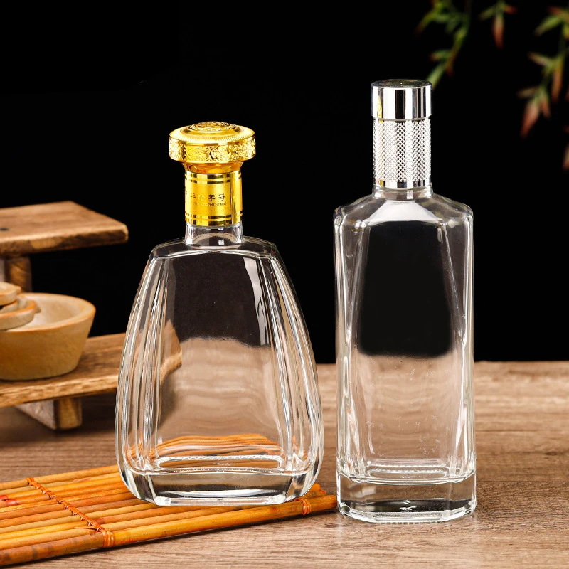 17 styles round shaped clear whiskey decanter barware Alcohol Bottle 500ML wine bottle for Liquor Scotch Bourbon