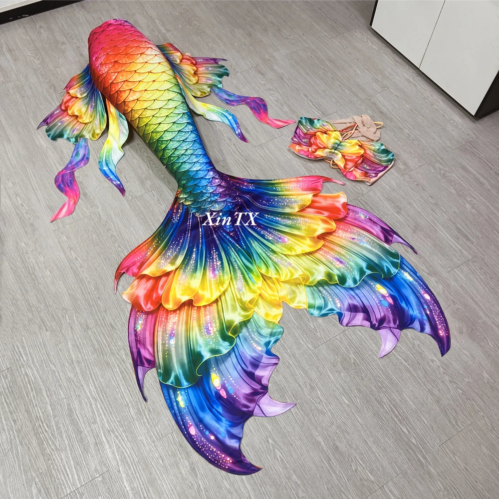 Mermaid tail rainbow-colored large female tail swimsuit for diving aquarium swimming and seaside photography HD New view 2