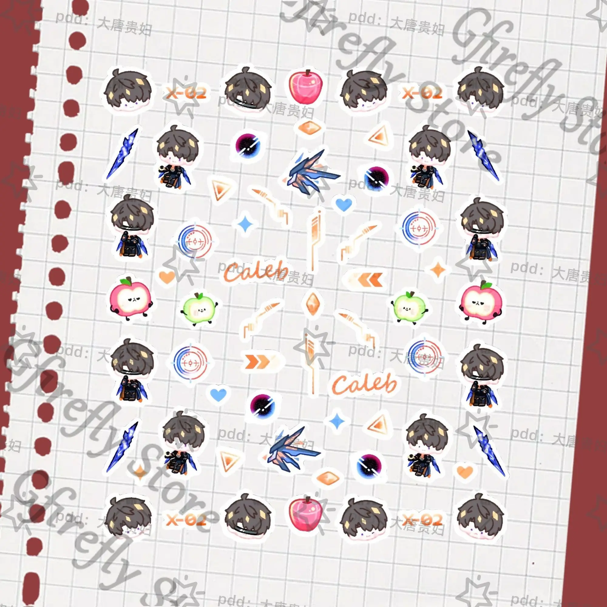 

Love and Deepspace Caleb Penholder Sticker Q Version Manicure Decorate Nails Paster Relief Cute Decals Anime Gift