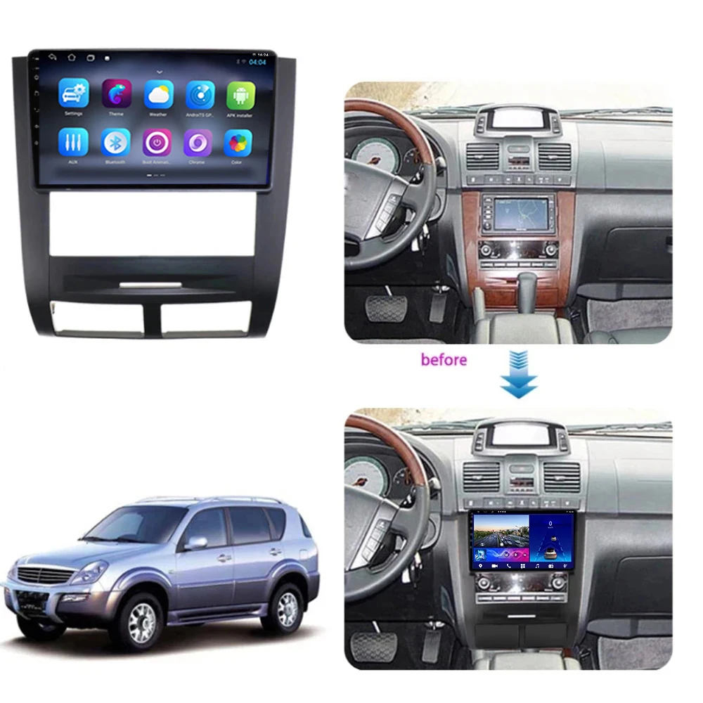 Carplay Android For SSANGYONG Rexton 2002 2003 2004 2005 2006 Auto Radio Multimedia GPS 2din Car Navigation Monitor Video Screen