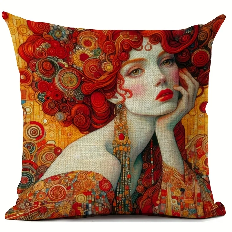 VIKAMA Vintage-Style Beautiful Women Printed Cushion Cover Suitable for Bedroom, Living Room, Study and Home Decor