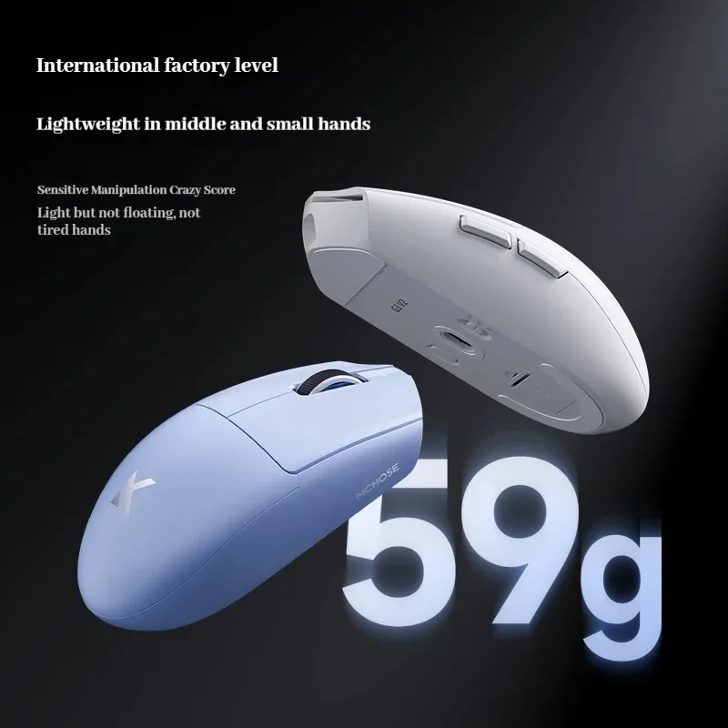 Mouse Gamer MCHOSE G3 V2 Pro/Ultra Leve para E-sports, Três Modos, Sem Fio, Bluetooth, PAW3395, Totalmente Desenvolvido Internamente