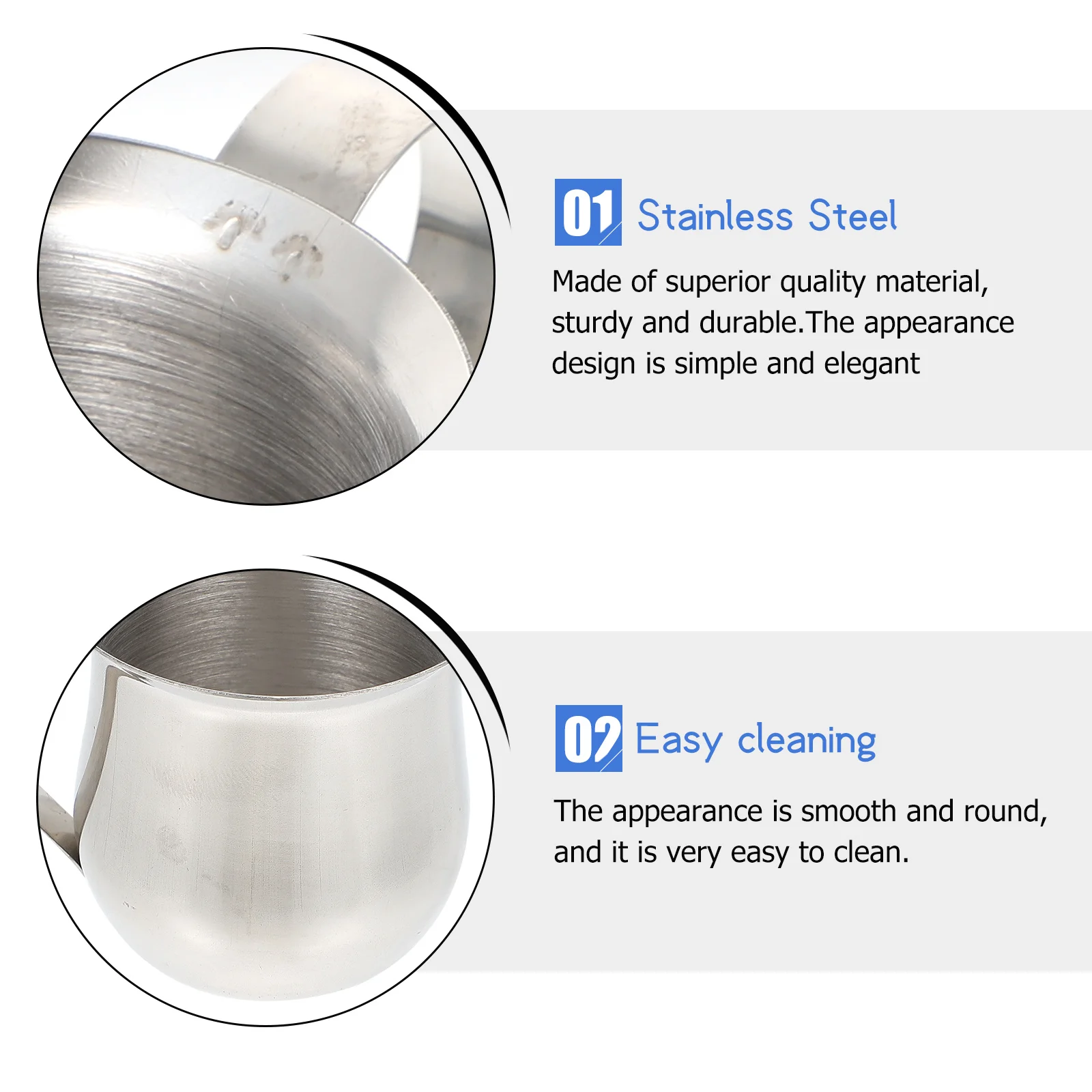 

6Pcs High Quality Stainless Steel Milk Cups Elegant Design Multipurpose Kitchen Supplies Easy Clean Frothing Pitchers