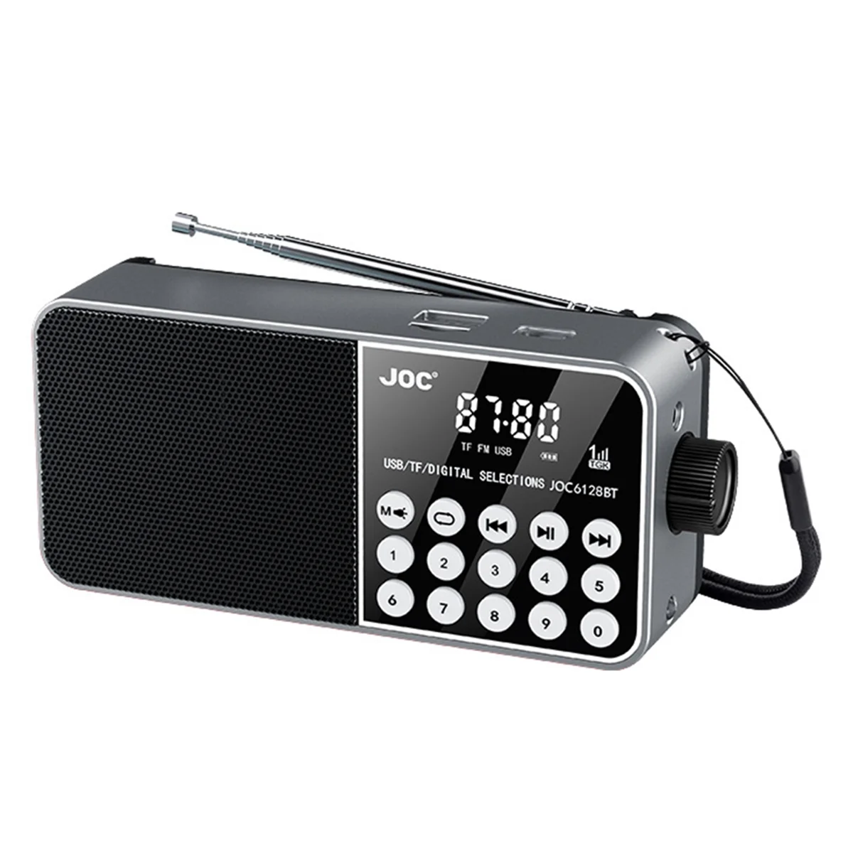 

AT42 Портативный радиодинамик с поддержкой TF-карты Цифровой FM-радио Светодиодный дисплей Стерео MP3-плеер для пожилых людей Серый