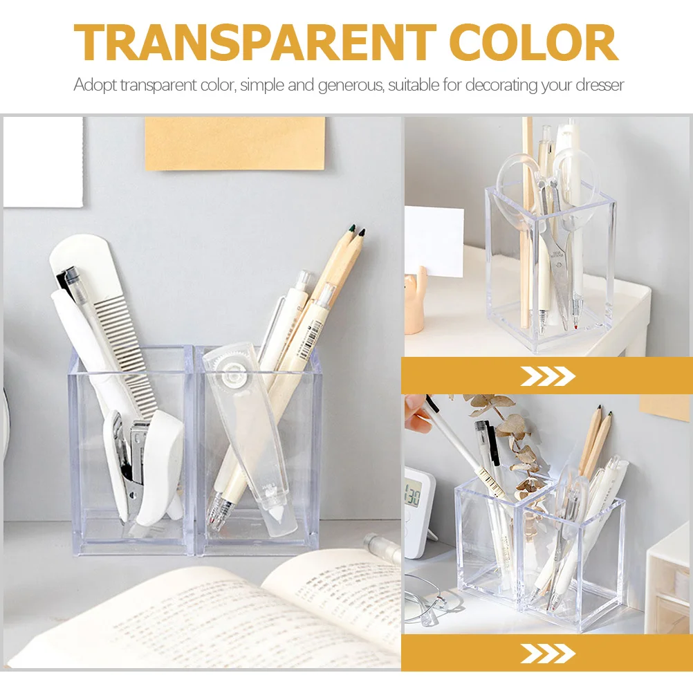 

6Pcs Clear Stationery Storage Box Multi-Functional Desktop Organizer for Office School Home Sundries Container Acrylic Pen