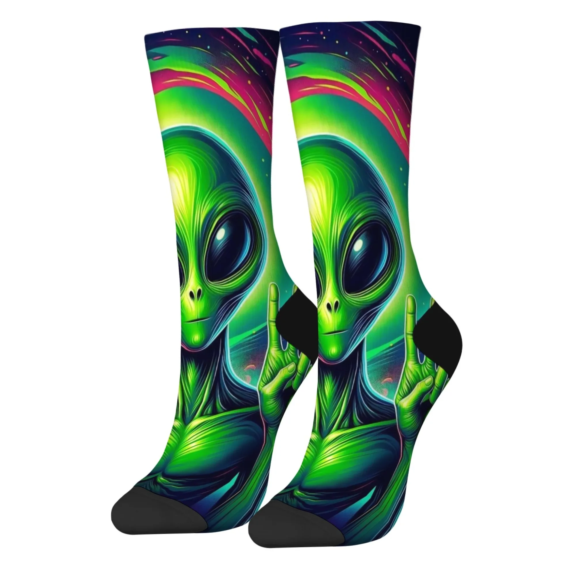 الرجعية الخيال العلمي نمط الرجال طاقم الجوارب غريبة الغريبة نمط طباعة الجوارب المريحة الدافئة لملابس الشارع عادية والمظهر اليومي #4