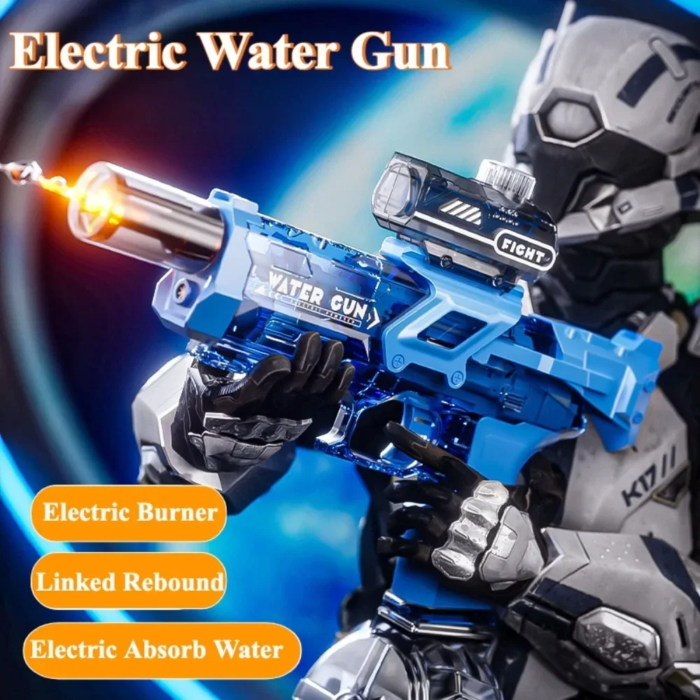 Pistola de agua eléctrica con explosión de hielo, juguetes con luz de Flash, tiro completamente automático, juegos de lucha para jardín, piscina, playa al aire libre, verano