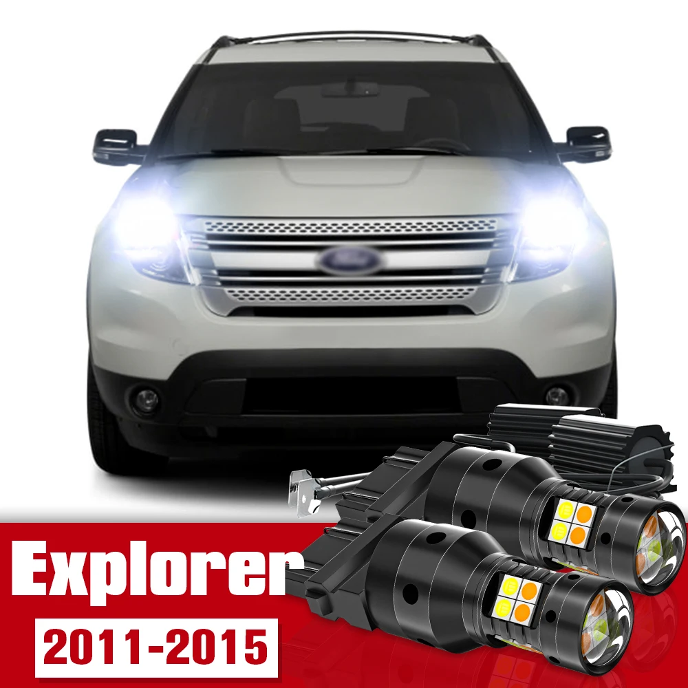 2pcs LED Accessories Dual Mode Turn Signal+Daytime Running Light DRL For Ford Explorer 2011-2015 2012 2013 2014