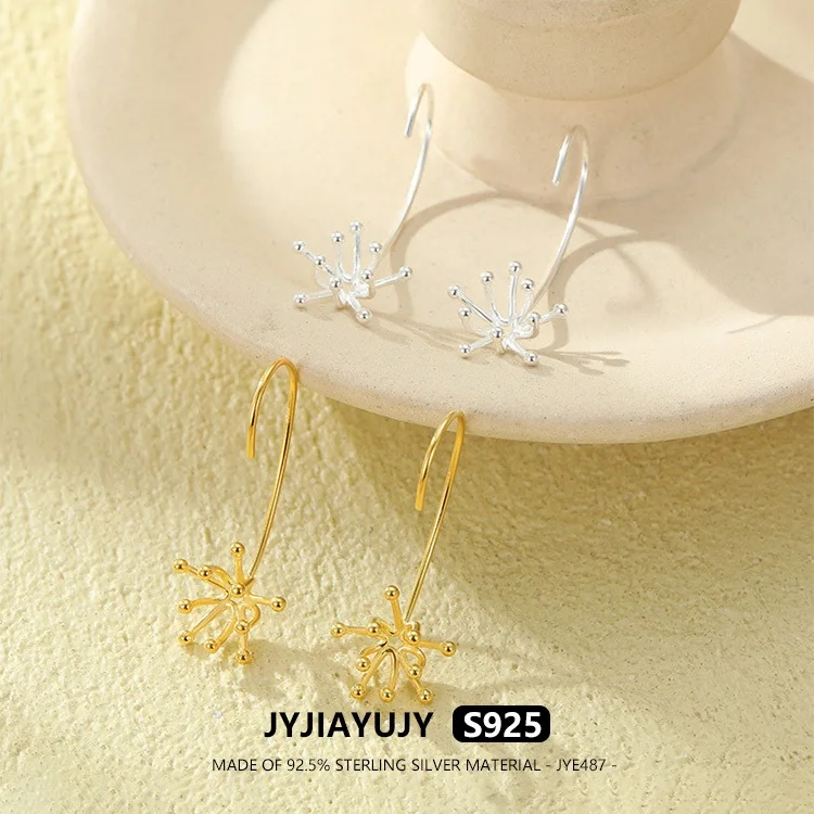 

JYJIAYUJY 100% Whole Original Sterling Silver S925 Hook Earrings In Stock 14.5MM Firecracker Fashion Jewelry Gift Daily JYE487