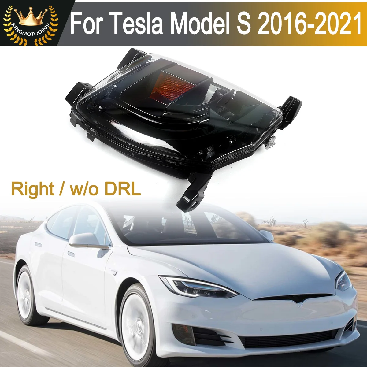 1x Car Front Right Passenger Side LED Fog Light Lamp Without Daytime Running Light Clear For Tesla Model S 2016-2021 Replacement