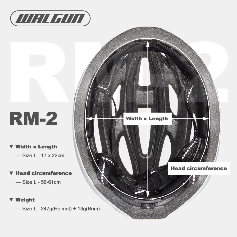 WALGUN RM-2 Fahrradhelm, Rennrad-, MTB- und Mountainbike-Helm, M/L für Herren und Damen, Gravel- und XC-Sicherheits-Fahrradhelm mit Visier und Schirm – Detail 1