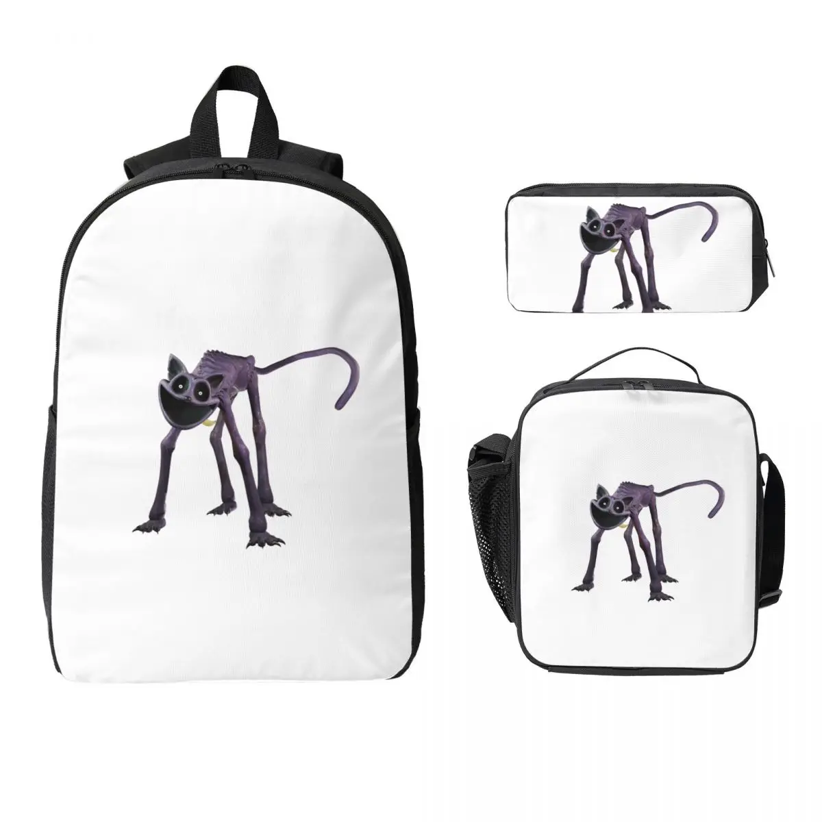 

CATNAP Monster Backpack Student Boys Girls BookBag School Bag Laptop Shoulder Bags 3ps Insulated Lunch Bag Pencil Case