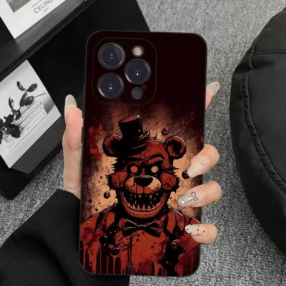 Funda de teléfono Fnaf Five-Nights-At-Freddys para iPhone 17,16,15,14,13,12,11,Plus,Pro Max,XS,X,XR,SE,Mini,8, funda negra de silicona suave