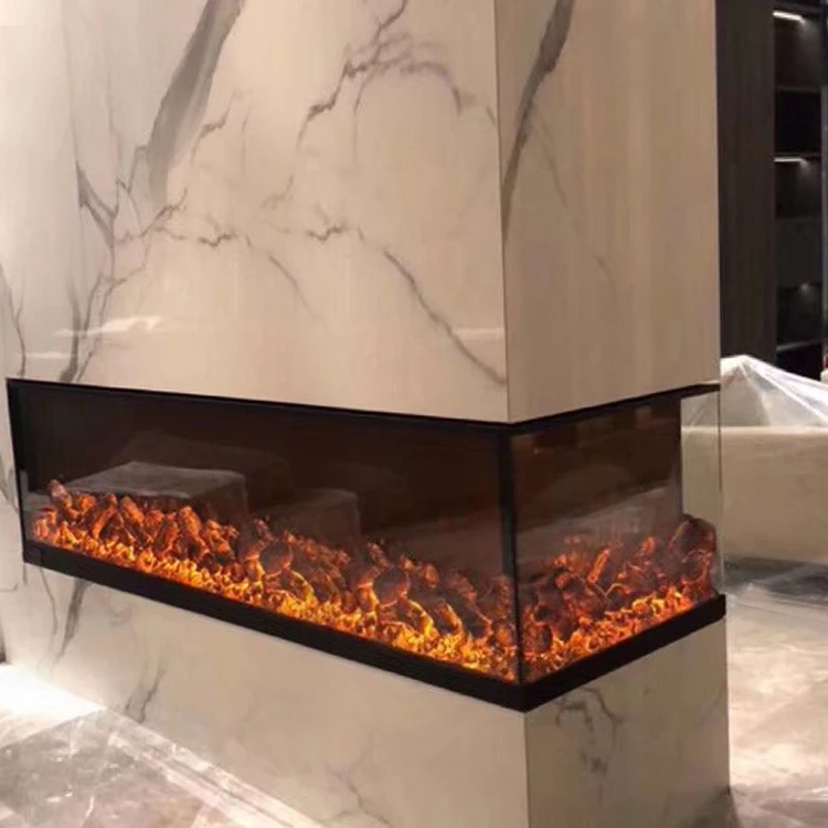 Multifunctional  Wall Decoration Fireplace 3 Sides of Glass with Flame Visible Multicolored LED Fame Fireplace 120*30*40CM