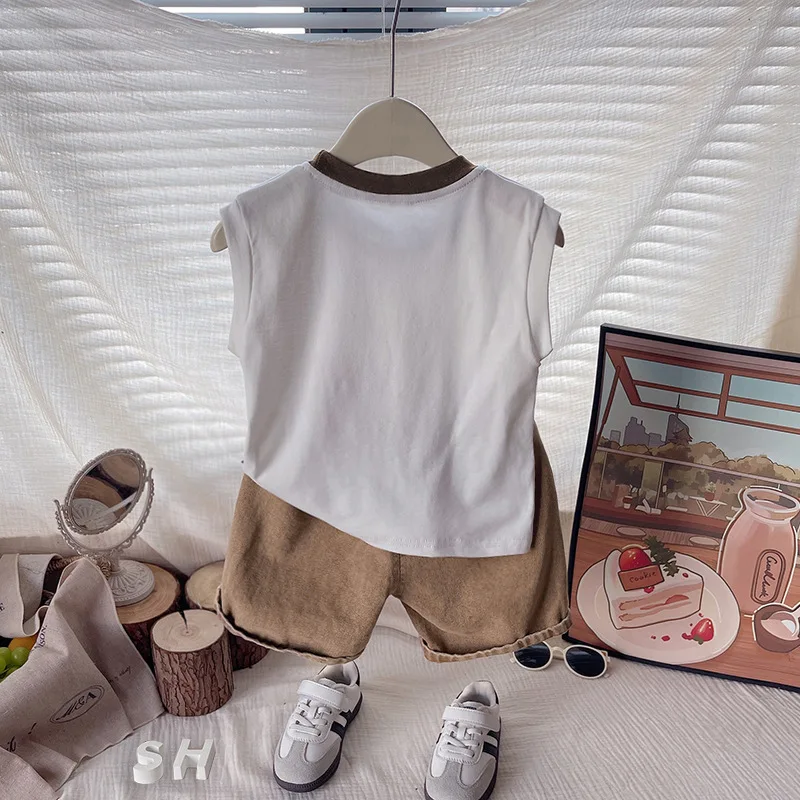 طفل رضيع الزي مجموعة 2026 ملابس الصيف الجديدة للأطفال من 9 إلى 12 شهرا رسالة قصيرة الأكمام تي شيرت والسراويل رداء غير رسمية