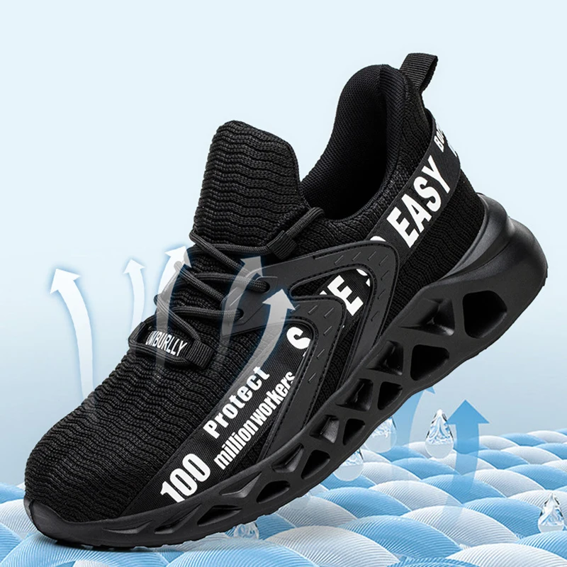 Waliantile Comfort Safety Shoes For Men Women Non-slip Anti-smash Industry Work Boots Steel Toe Puncture Proof Working Sneakers