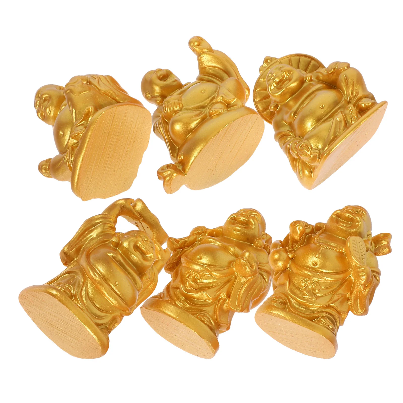 

6pcs Laughing Buddha Statue Resin Mini Feng Shui For Wealth Prosperity Home Office Decor Zen Garden Ornament Luck Symbol