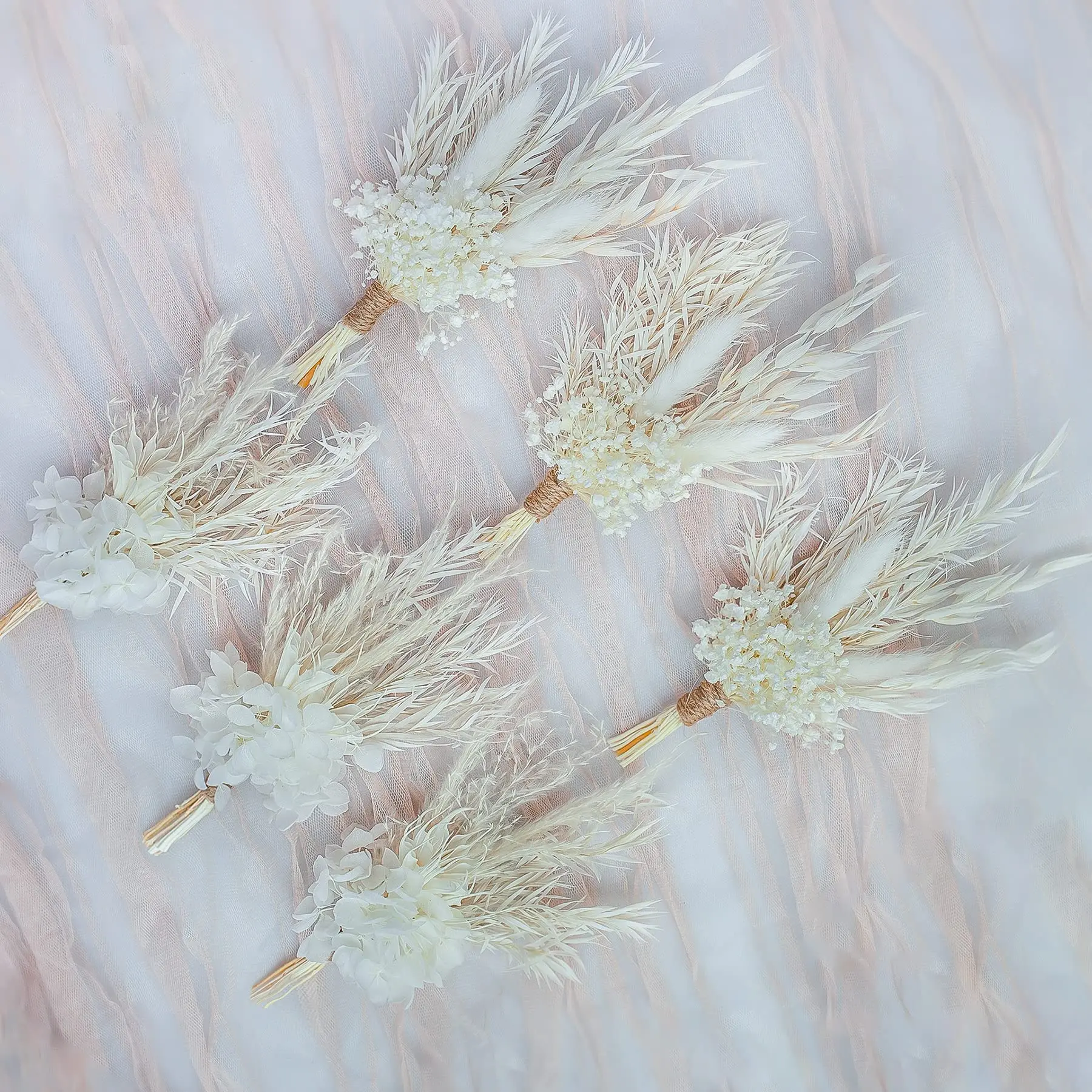 

6pcs/set Boho Decor Mix Dry Bunny Tail Pampas Grass Dried Flower Bouquet for DIY Craft,Card Decoration,Photo Props,Wedding Decor