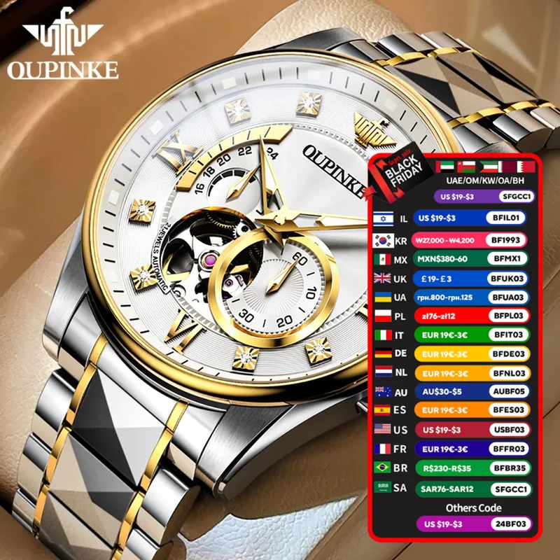 OPK 3245 Luxury Classics Skeletor Mens  Automatic Mechanical Wrist Watch For man Stainless Steel Strap Waterproof Luminous Watc