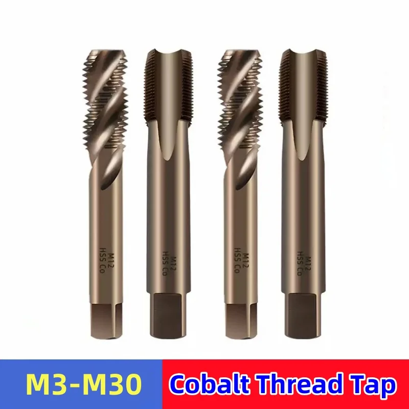 Cobalt Thread Tap Metric Machine Tool HSS Co M35 Right Hand Spiral Straight Flute M3 M4 M5 M6 M8 M10 M12 M14 M16-M30 Screw Drill