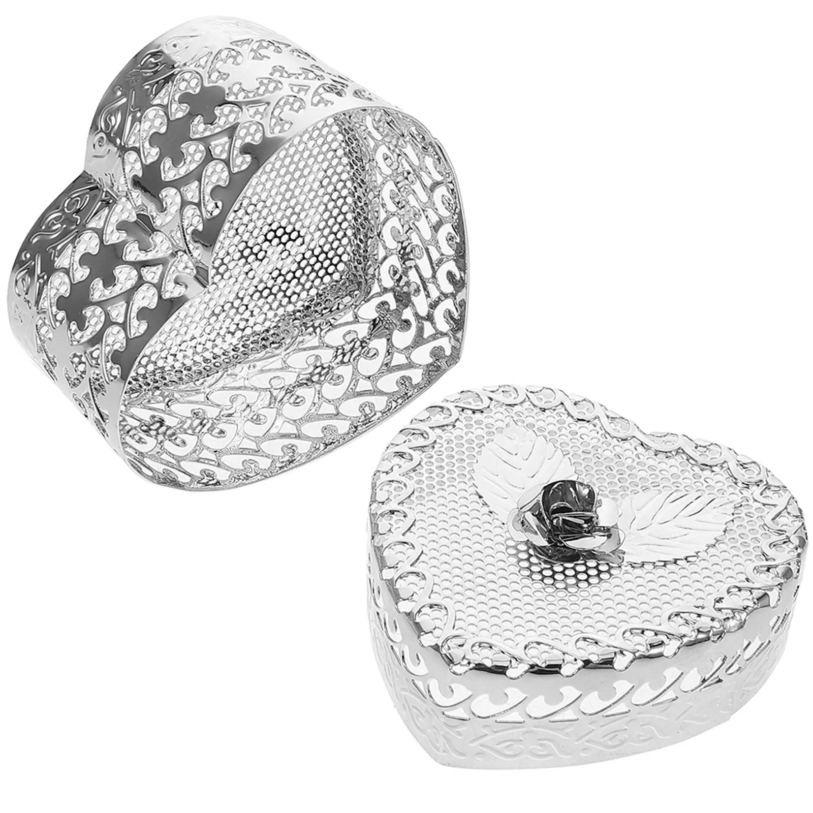 

Vintage Heart Jewelry for Multiple Rings Trinket Storage Metal Gift Box Small Precious Necklace Organizer Elegant