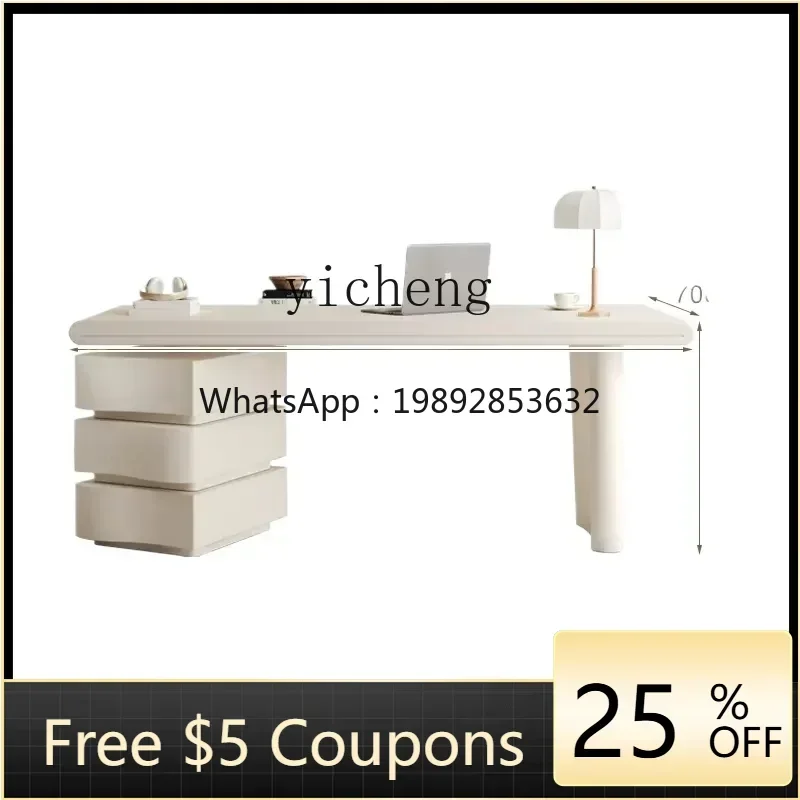

ZZ Cream Style Desk Chair Assemblage Zone Storage Drawer Writing Desk Computer Desk Home Office Study Table White