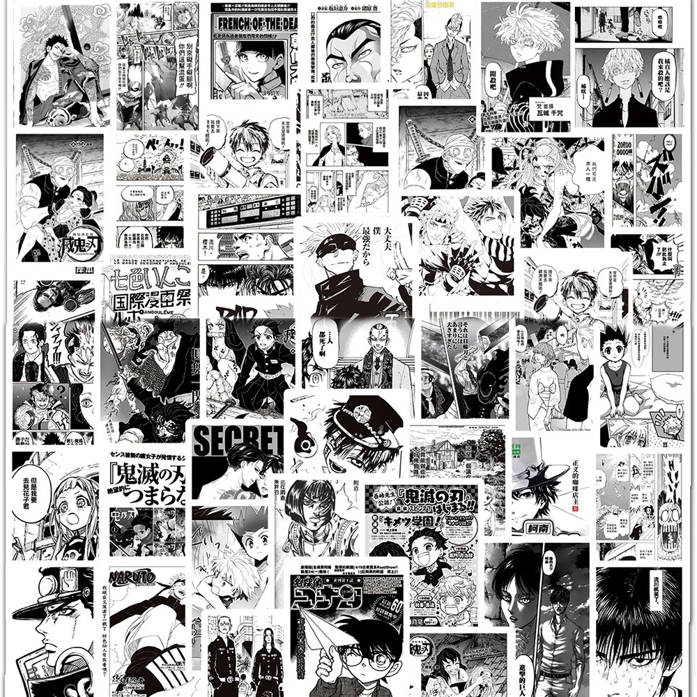 10/30/50/100 قطعة كلاسيكي كول انمي ياباني ملصقات أسود أبيض مانغا ملصق Skateboard بها بنفسك لوح التزلج دفتر الهاتف الشارات لعبة أطفال