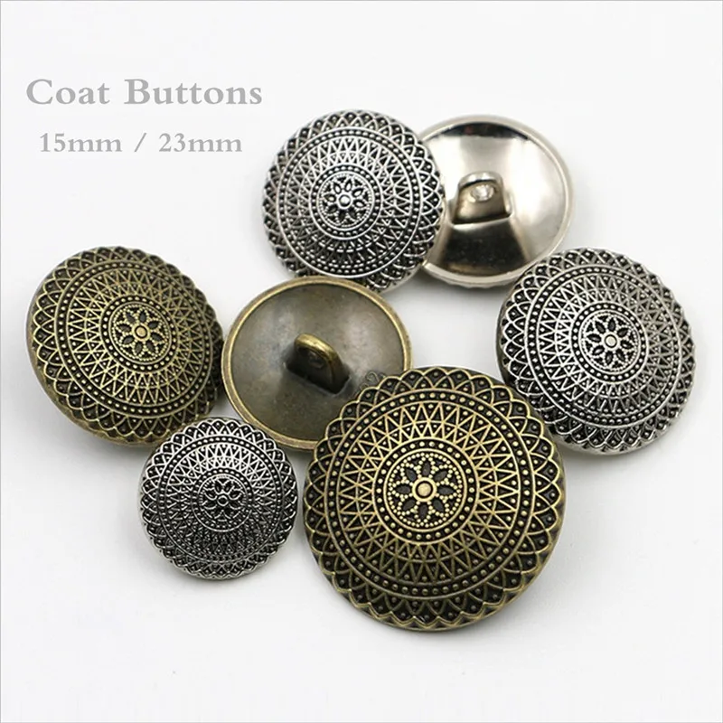 10pcs Vintage Pattern Metal Shank Buttons Coat Jacket Windbreaker Decorative For Clothing DIY Buttons Sewing & Knitting Supplies