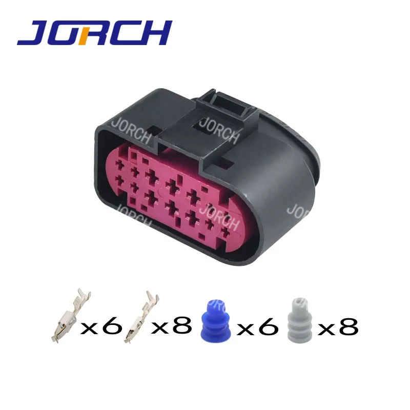 2sets 14pin 1.5mm 3.5mm xenon headlights plug 1J0973737 waterproof lamp-socket wire connector 1J0 973 737