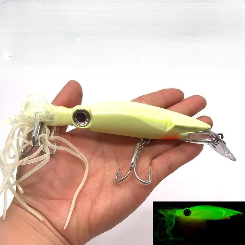 

1pcs 44g Big Artificial Simulation Octopus Squid Sea Fishing Long Shot Big Octopus Luya Fake Bait with Beard Plastic Squid Bait