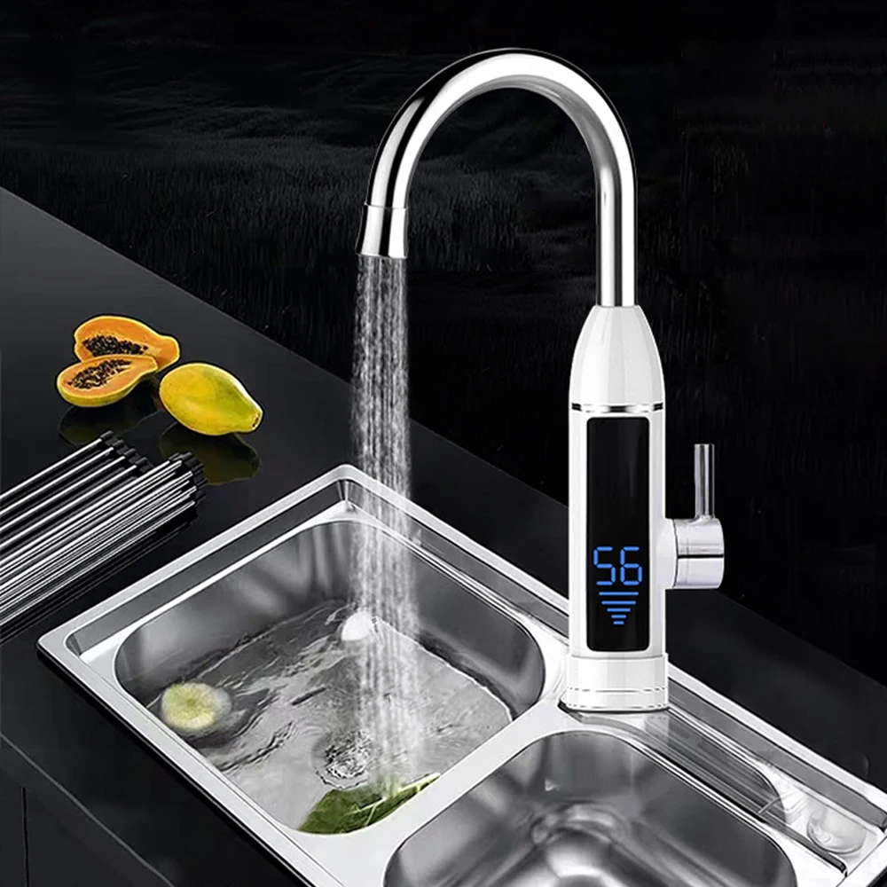 

3000W 220V Instant Warm Electric Faucet Electric Continuous Heater Faucet for Kitchen Bathroom 360° Rotation 15-45 °C IPX4