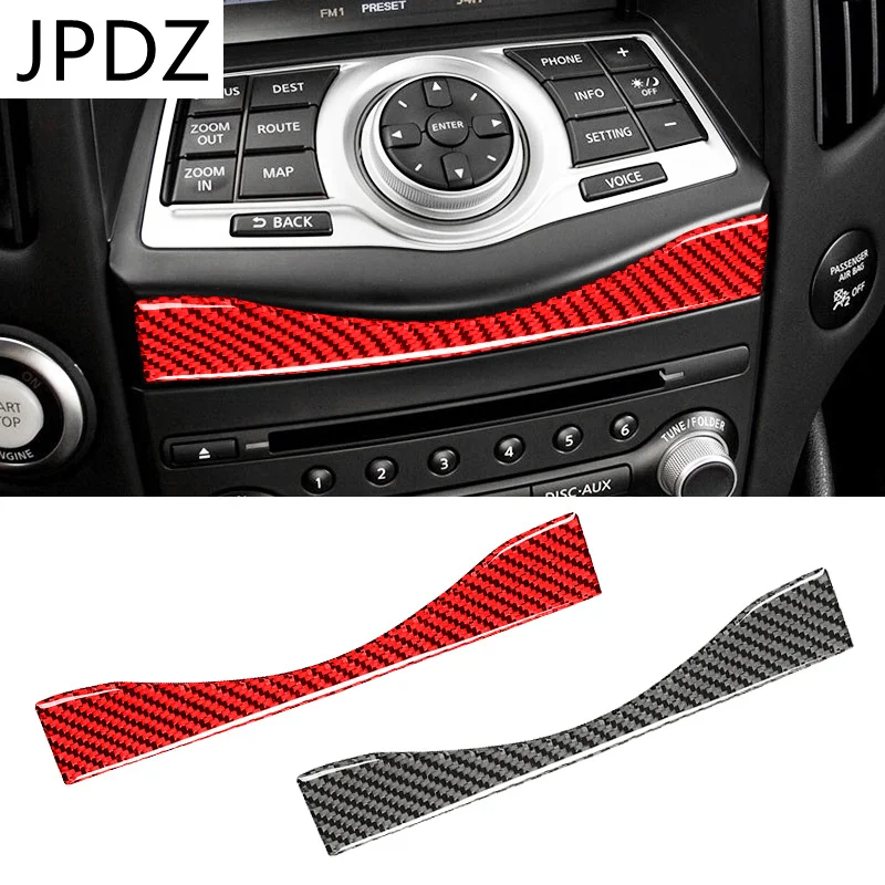 Interior Carbon Fiber Auto Below Navigation Control System Panel Sticker Strip Decal Car Accessories For Nissan 370Z 2009-2019